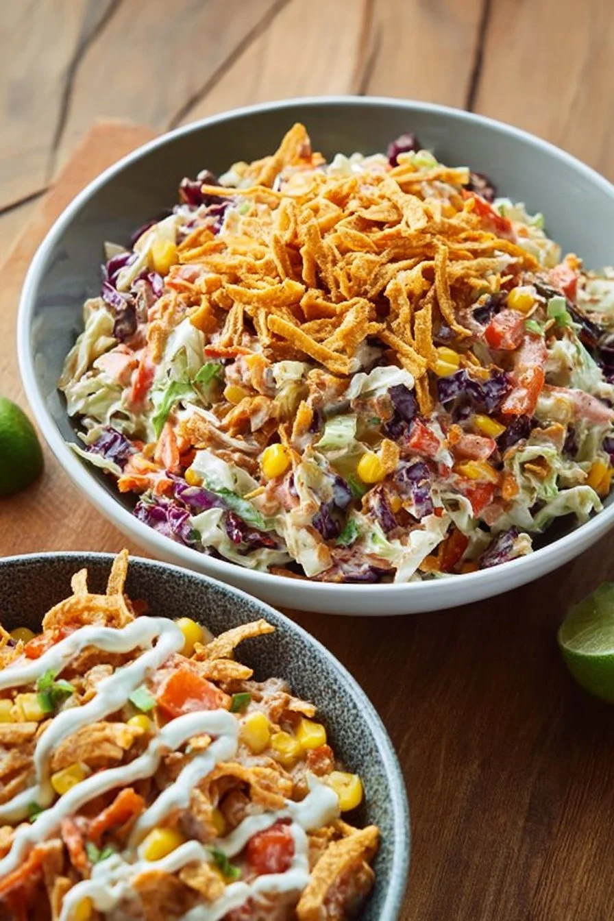 Flavor-packed coleslaw with colorful vegetables and vibrant dressing