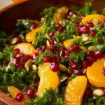 Fresh Citrus Pomegranate Kale Salad with vibrant colors and healthy ingredients