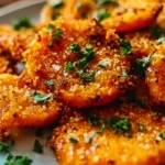 Crispy smashed carrots dish served on a plate with herbs