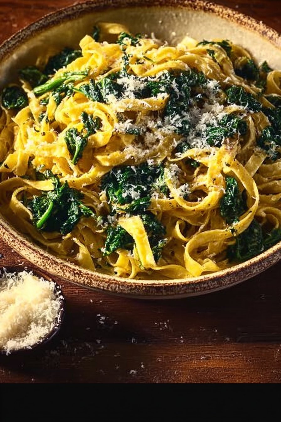 Tagliatelle with Spinach, Mascarpone, and Parmesan