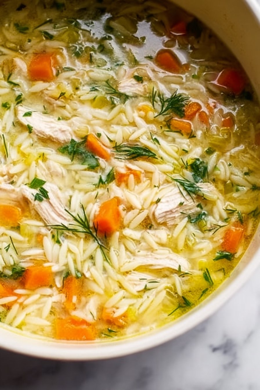 Leftover Turkey Orzo Soup