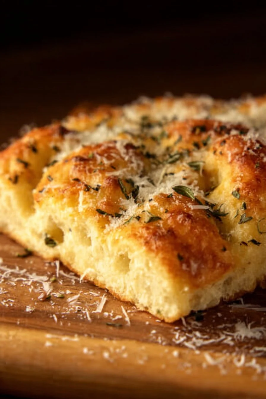 Delicious gluten-free focaccia bread topped with herbs and olives