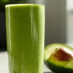 Healthy Keto Green Smoothie with spinach, avocado, and coconut milk
