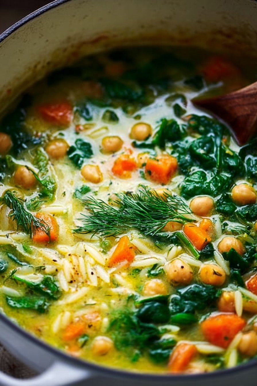 Lemon Chickpea Orzo Soup
