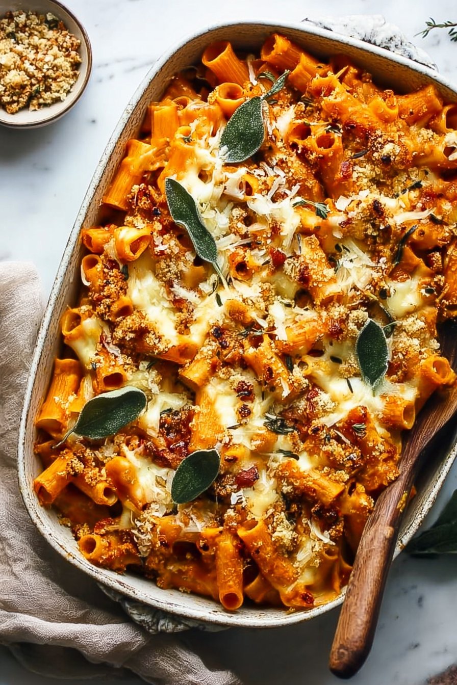 Cheesy Pumpkin Pasta Bake