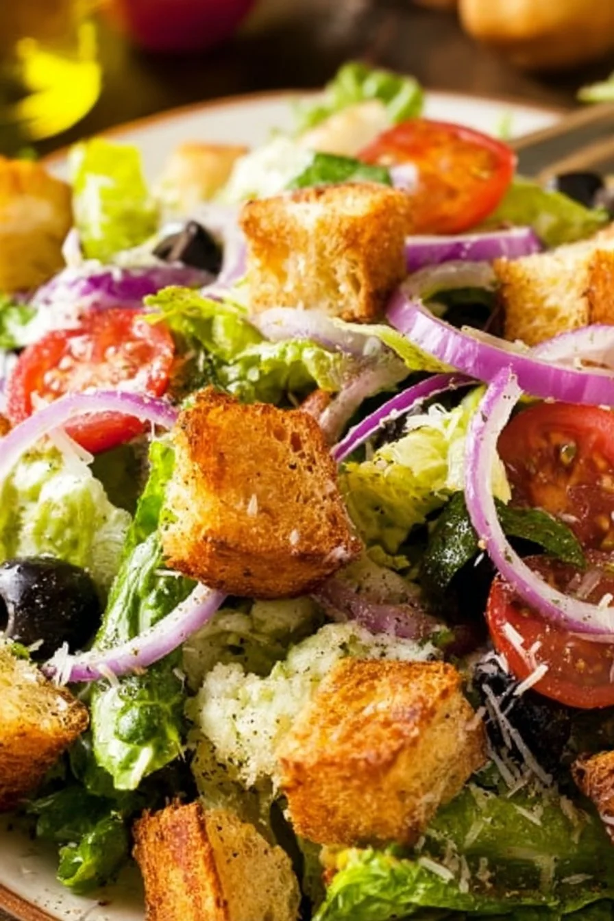 Fresh and vibrant Olive Garden Salad with vegetables and dressing