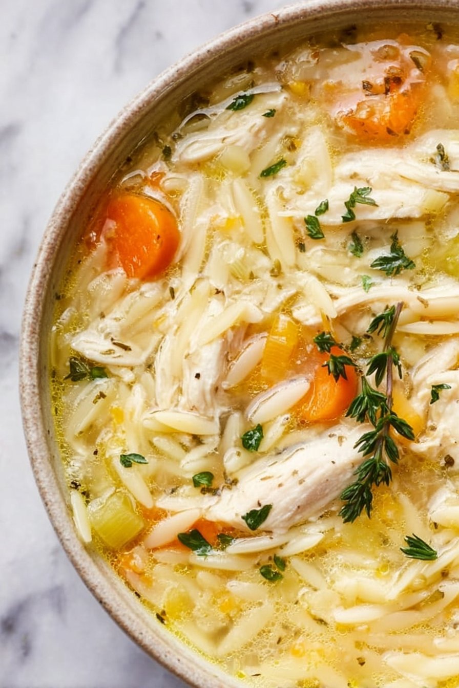 Lemon Chicken Soup with Orzo