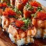 Spicy Salmon Sushi Bake dish ready to serve.
