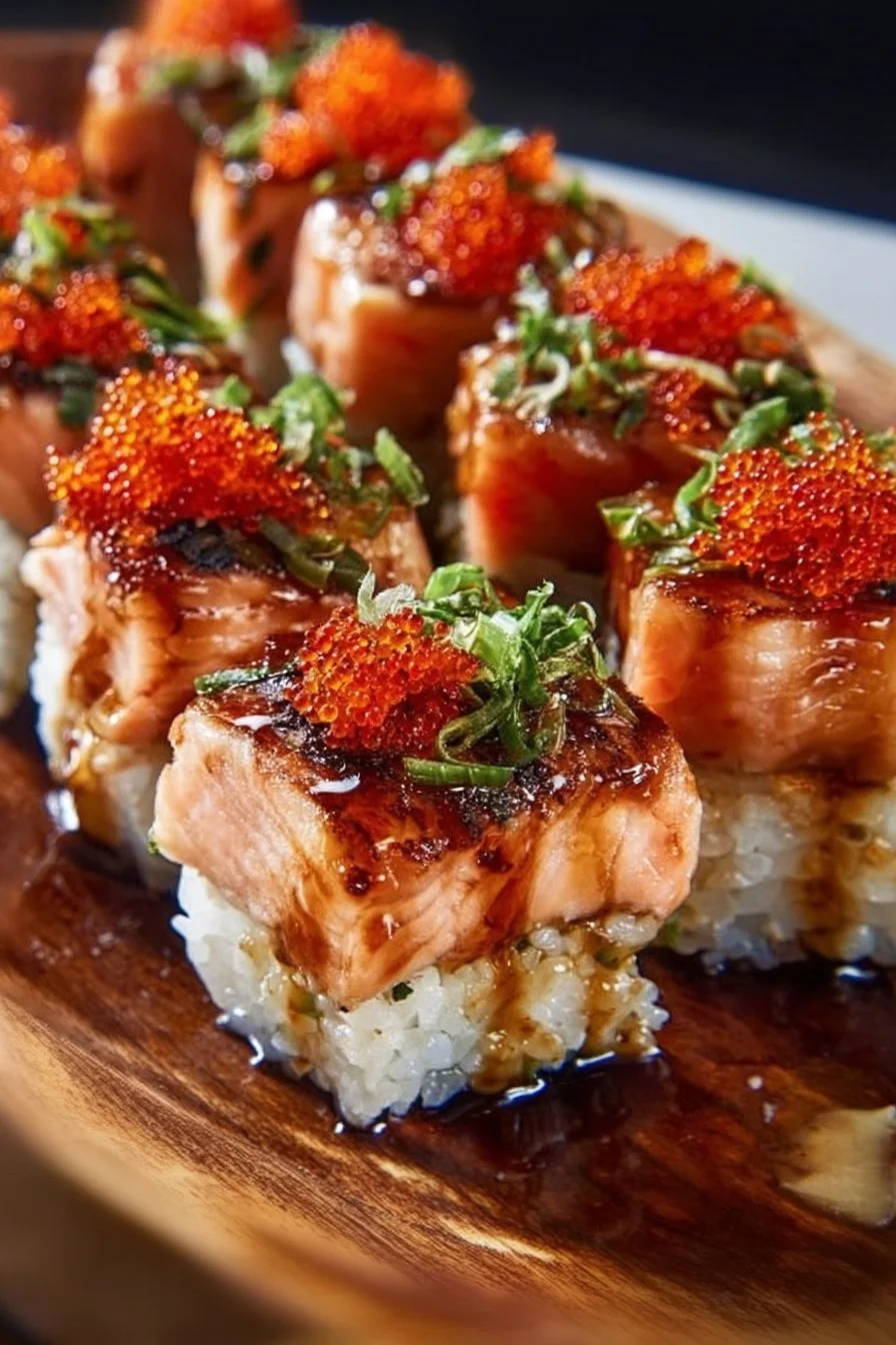 Spicy Salmon Sushi Bake dish ready to serve.