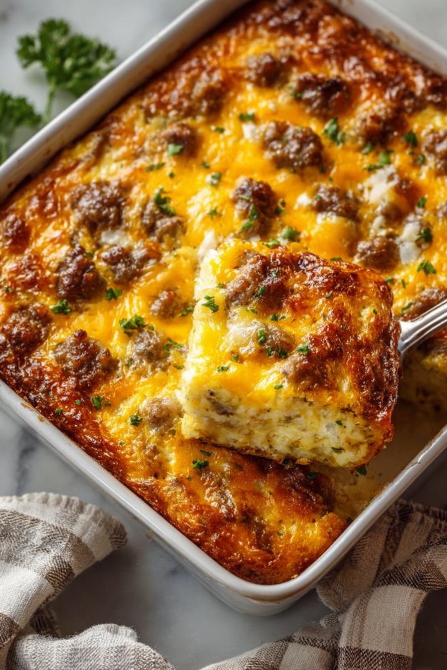 Sausage, Egg, and Cream Cheese Hashbrown Casserole