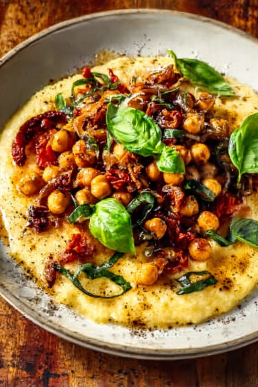 Creamy Vegan Polenta with Caramelized Onions