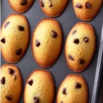 A plate of freshly baked Chocolate Chip Madeleines, golden and delicious.