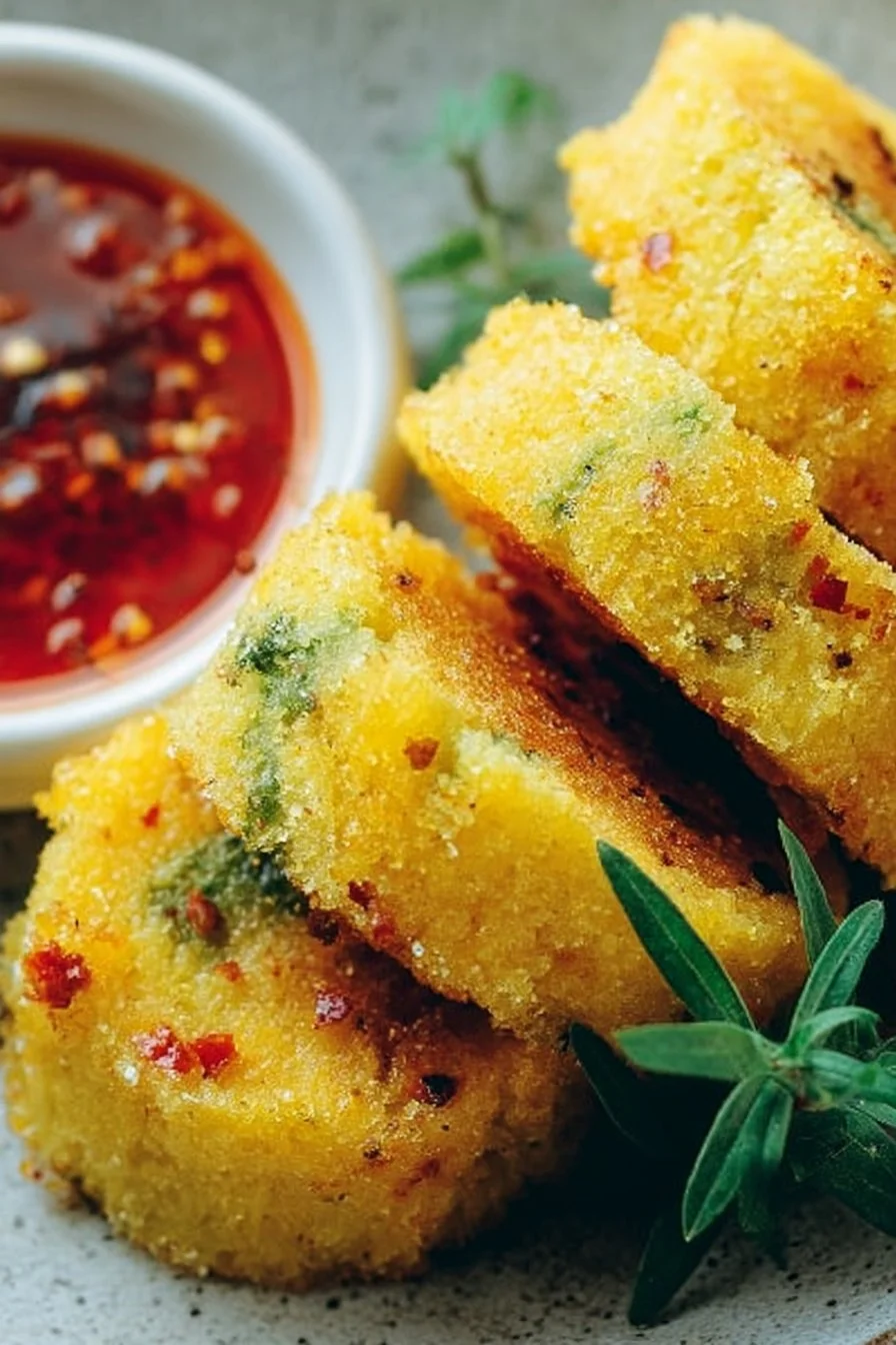 Polenta Cakes with Chili-Garlic Sauce