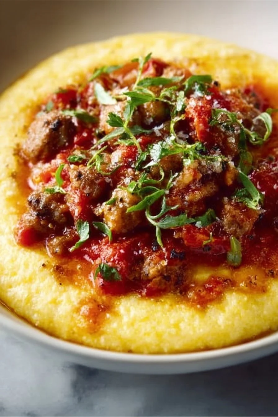 Polenta with Spicy Sausage Ragu