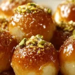 Delicious Ricotta Pistachio Honey Bites served on a platter